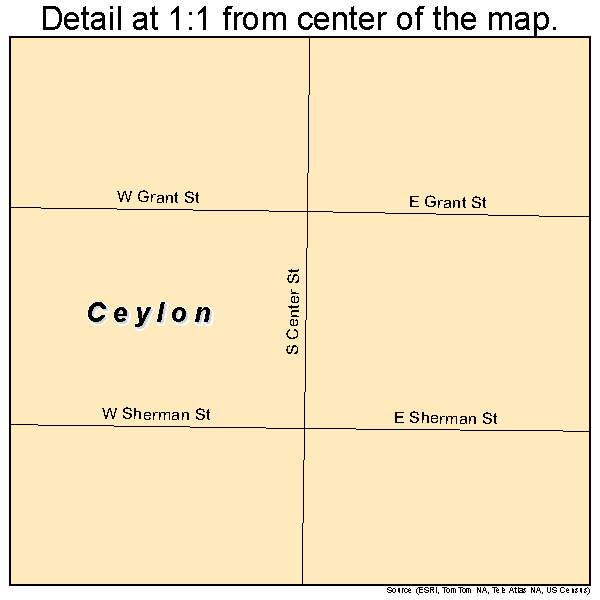 Ceylon, Minnesota road map detail