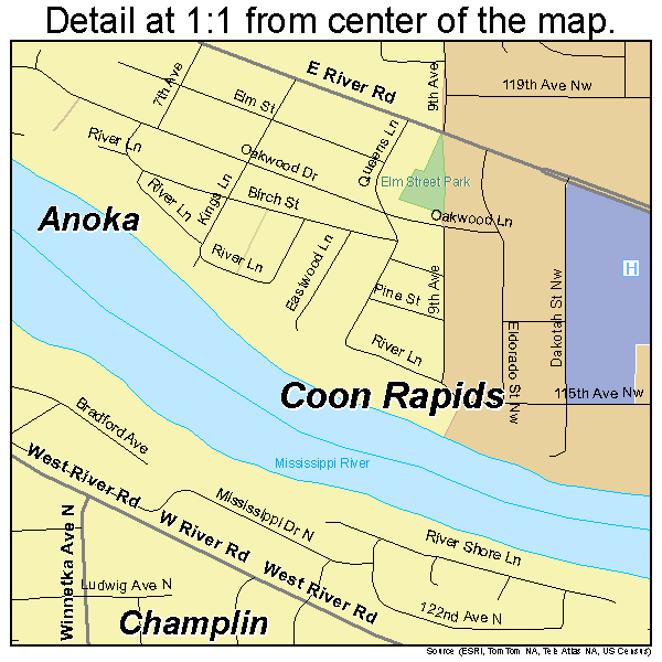 Champlin, Minnesota road map detail