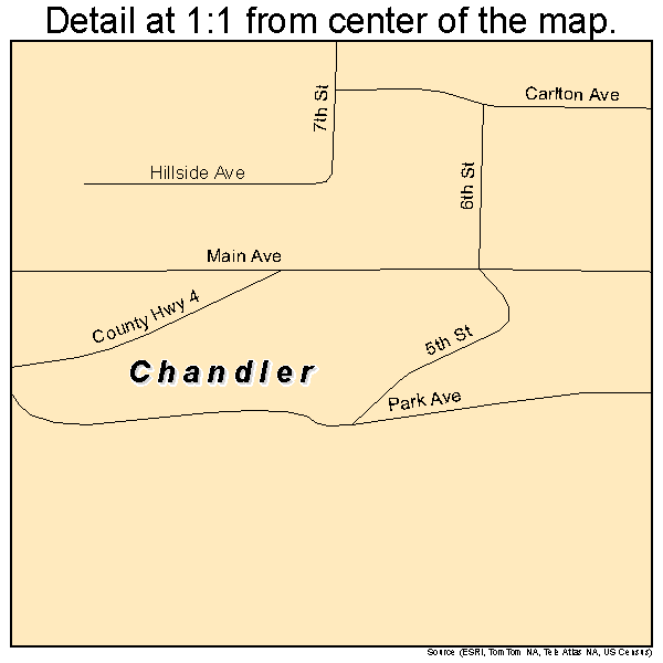 Chandler, Minnesota road map detail