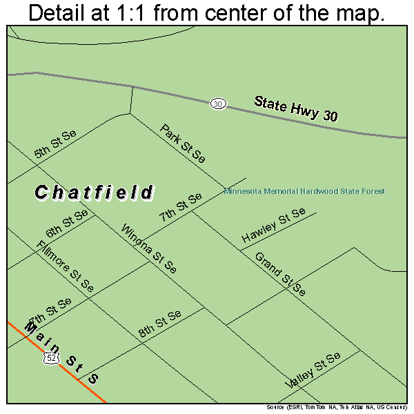 Chatfield, Minnesota road map detail