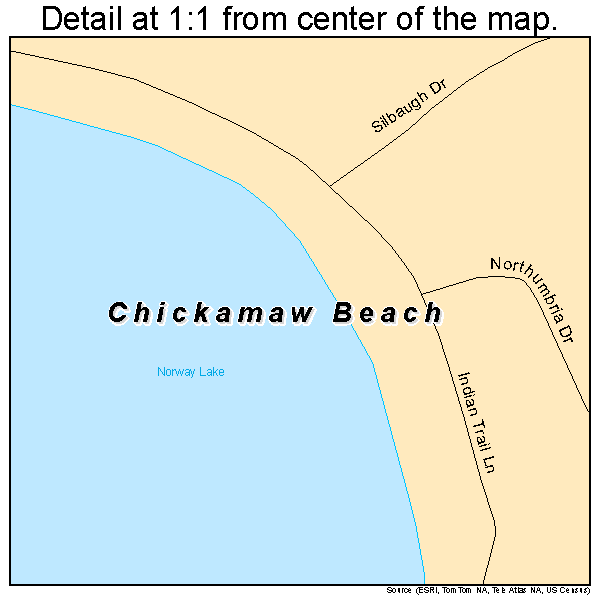 Chickamaw Beach, Minnesota road map detail