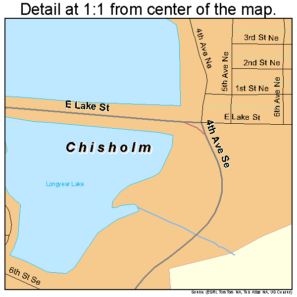 Chisholm, Minnesota road map detail