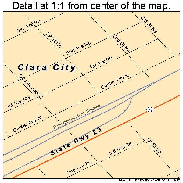 Clara City, Minnesota road map detail