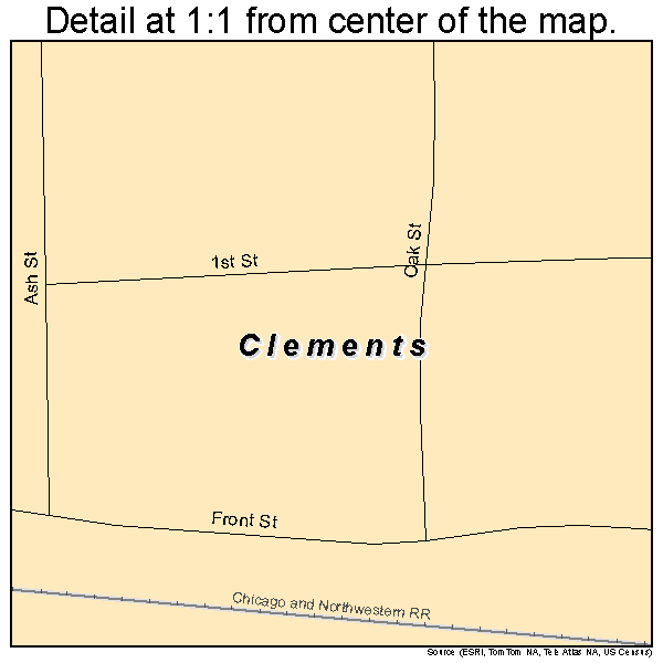 Clements, Minnesota road map detail
