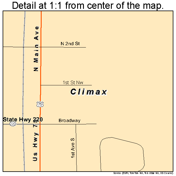 Climax, Minnesota road map detail