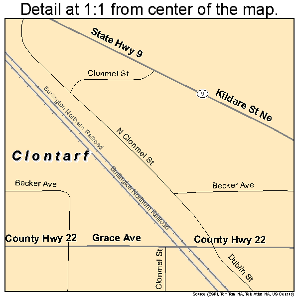 Clontarf, Minnesota road map detail