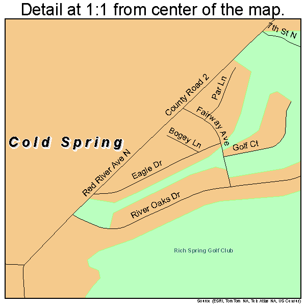 Cold Spring, Minnesota road map detail
