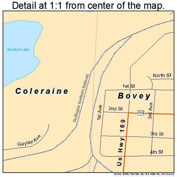 Coleraine, Minnesota road map detail