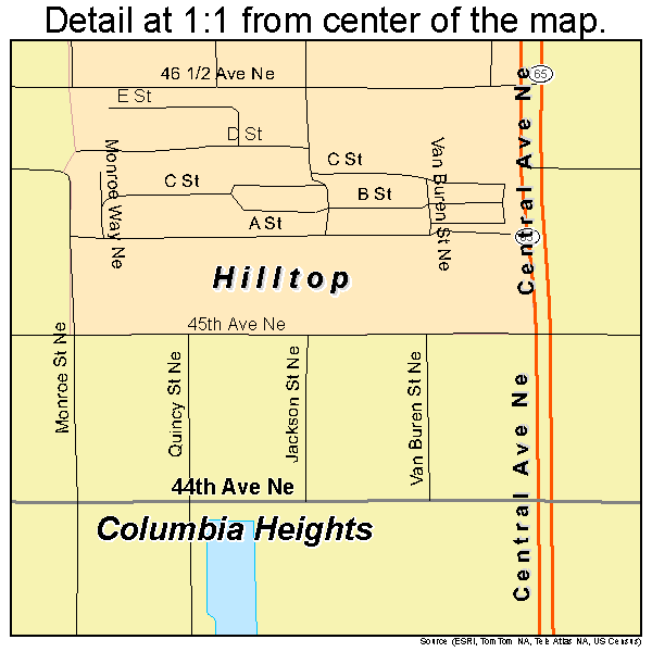 Columbia Heights, Minnesota road map detail