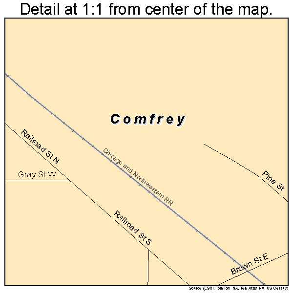 Comfrey, Minnesota road map detail