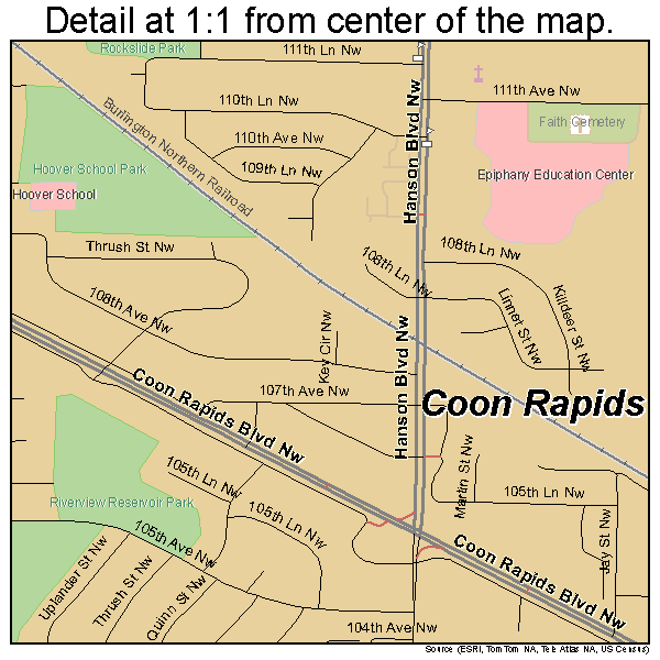 Coon Rapids, Minnesota road map detail