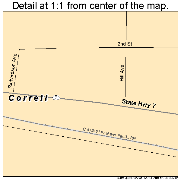 Correll, Minnesota road map detail