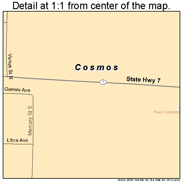 Cosmos, Minnesota road map detail