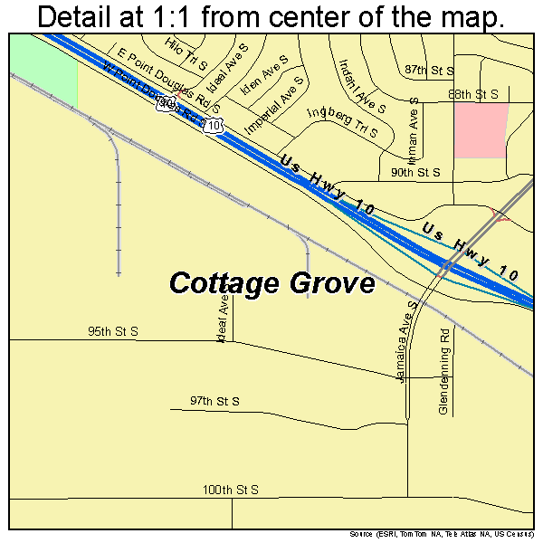 Cottage Grove, Minnesota road map detail