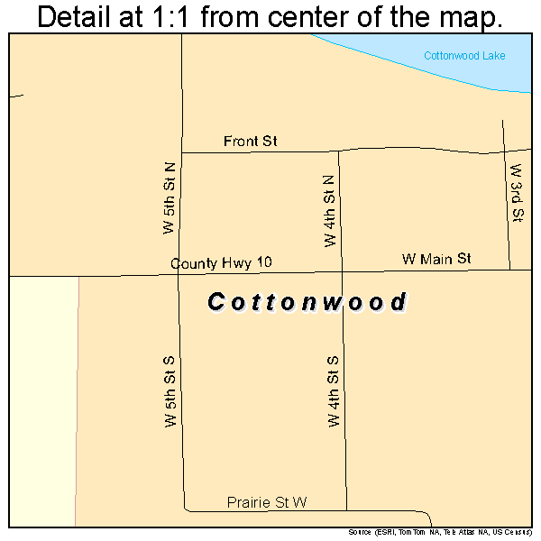 Cottonwood, Minnesota road map detail