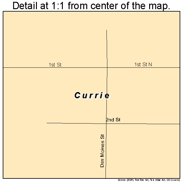 Currie, Minnesota road map detail