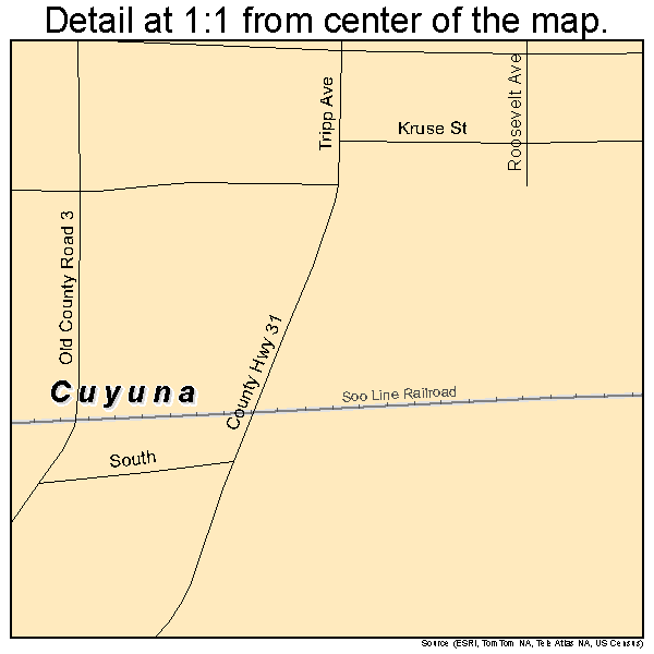 Cuyuna, Minnesota road map detail
