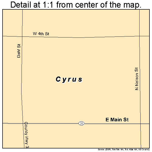 Cyrus, Minnesota road map detail