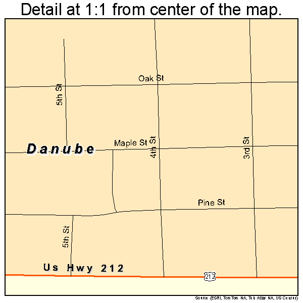 Danube, Minnesota road map detail