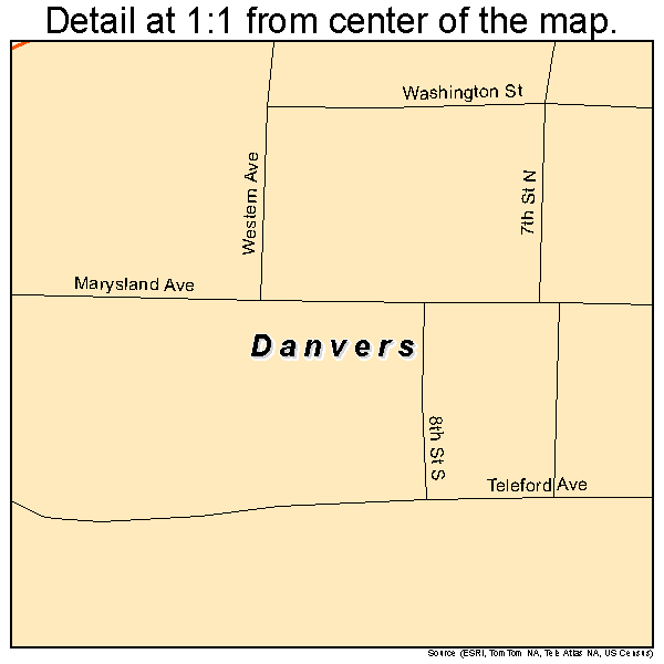 Danvers, Minnesota road map detail