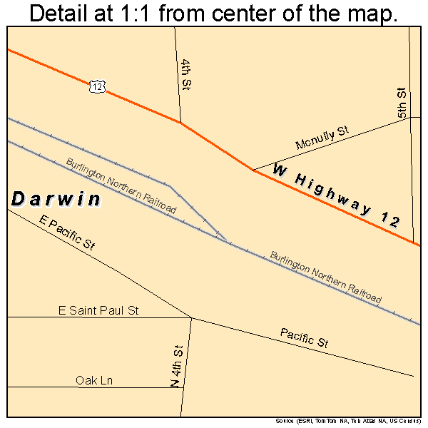 Darwin, Minnesota road map detail