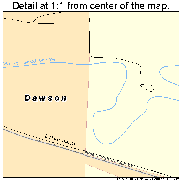 Dawson, Minnesota road map detail