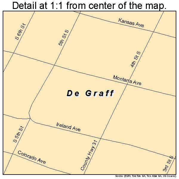 De Graff, Minnesota road map detail