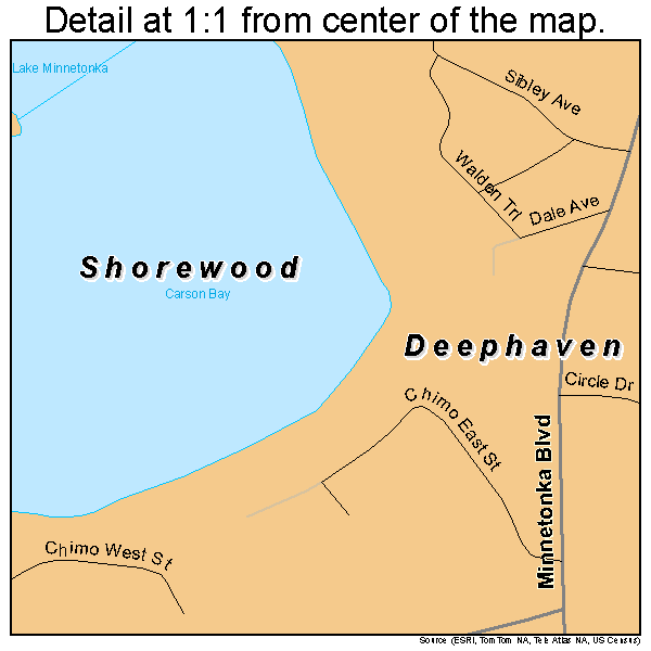 Deephaven, Minnesota road map detail