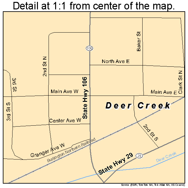Deer Creek, Minnesota road map detail