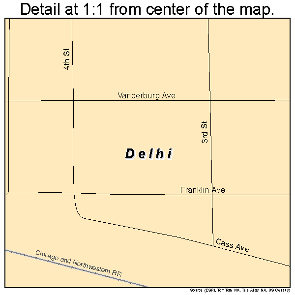 Delhi, Minnesota road map detail