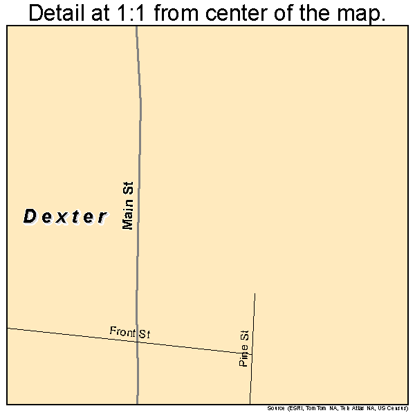 Dexter, Minnesota road map detail