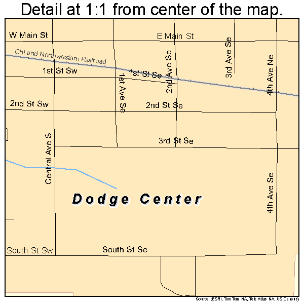 Dodge Center, Minnesota road map detail