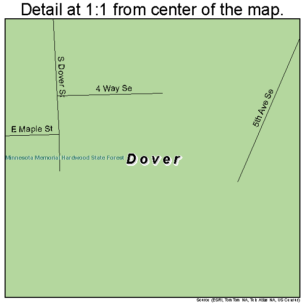 Dover, Minnesota road map detail