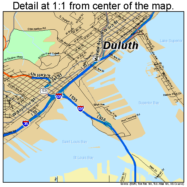 Duluth, Minnesota road map detail