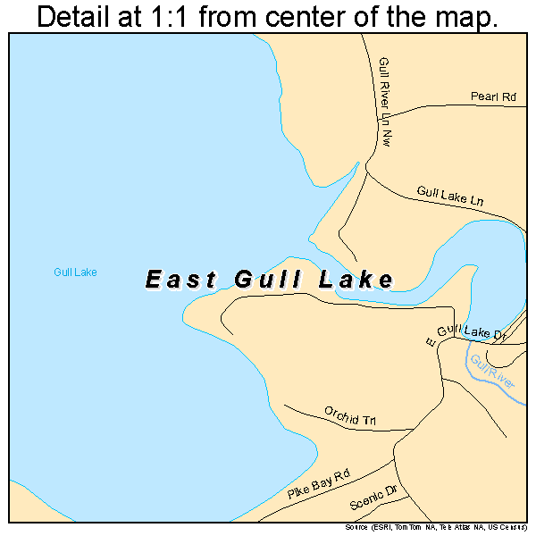 East Gull Lake, Minnesota road map detail