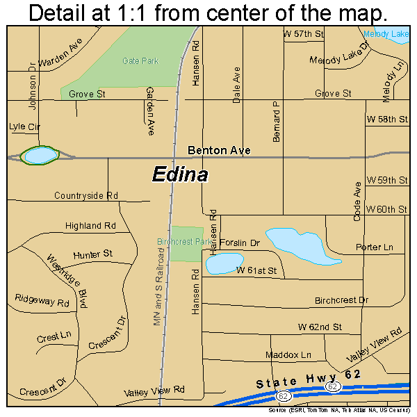 Edina, Minnesota road map detail
