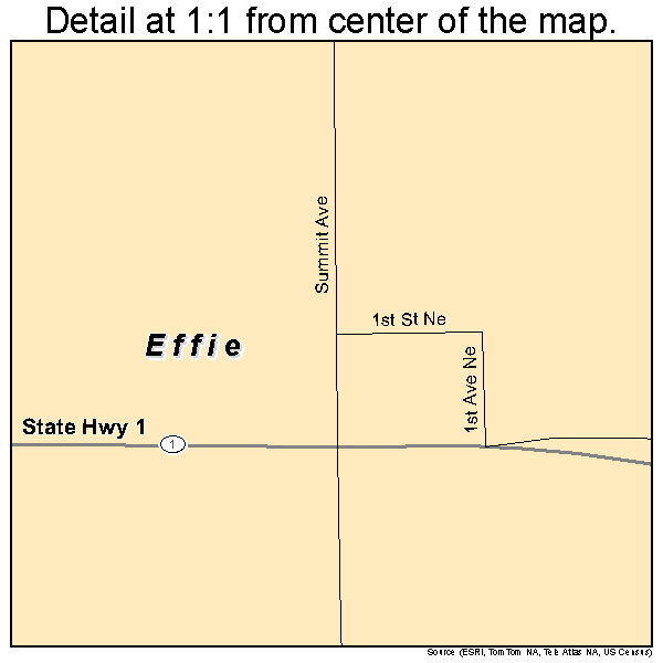 Effie, Minnesota road map detail