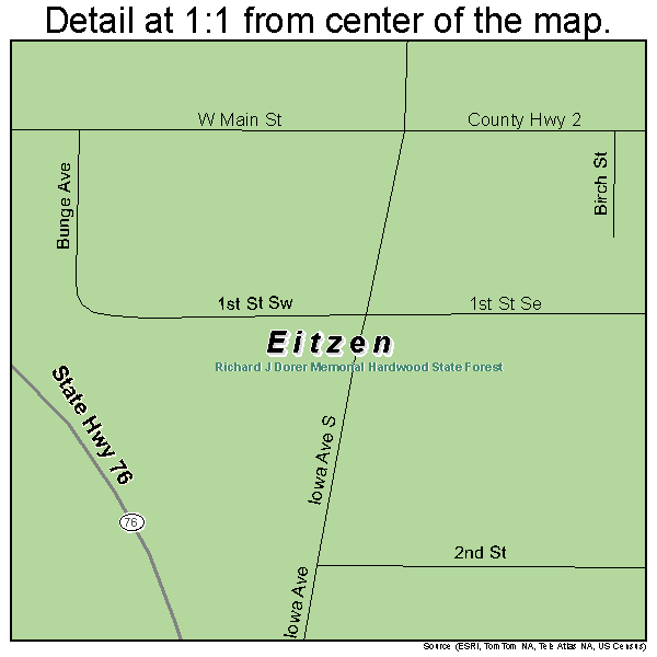 Eitzen, Minnesota road map detail