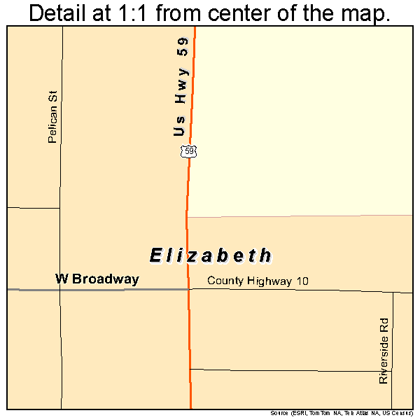 Elizabeth, Minnesota road map detail