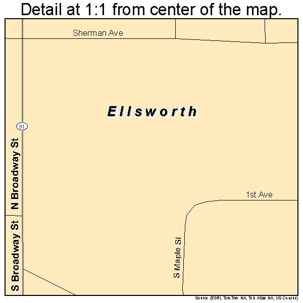 Ellsworth, Minnesota road map detail