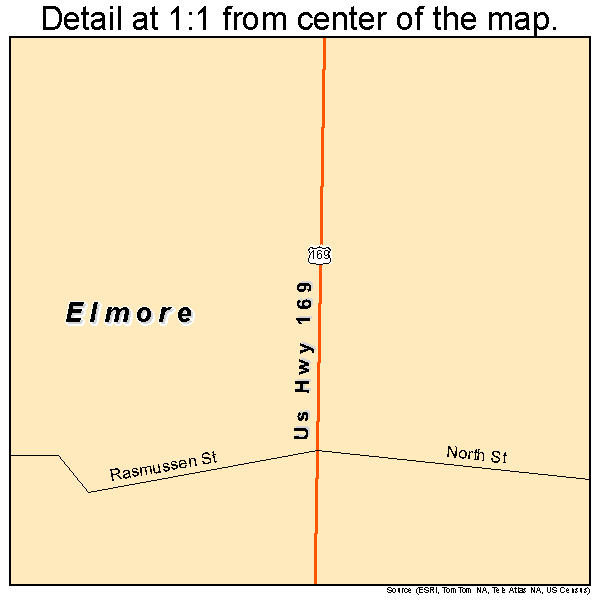 Elmore, Minnesota road map detail