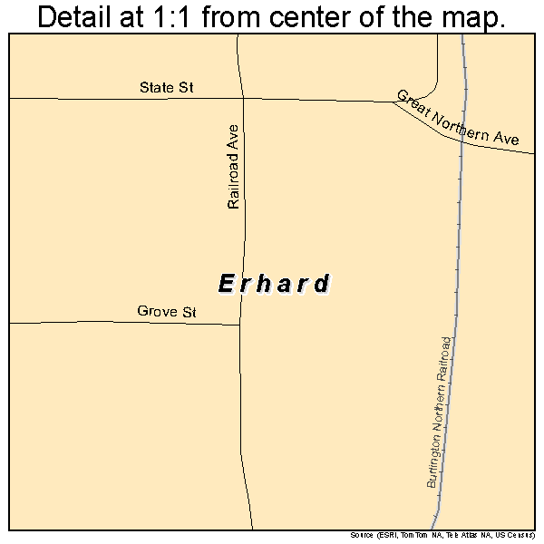 Erhard, Minnesota road map detail