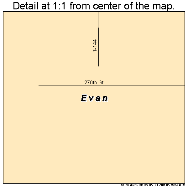 Evan, Minnesota road map detail