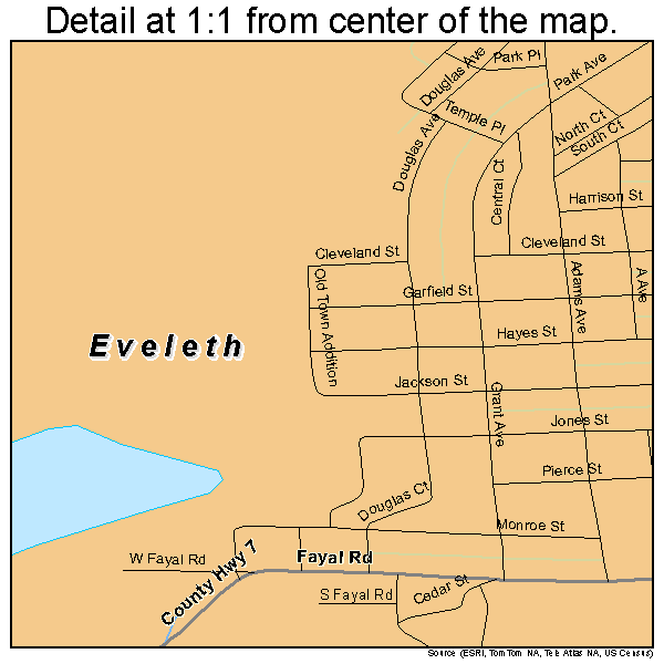 Eveleth, Minnesota road map detail