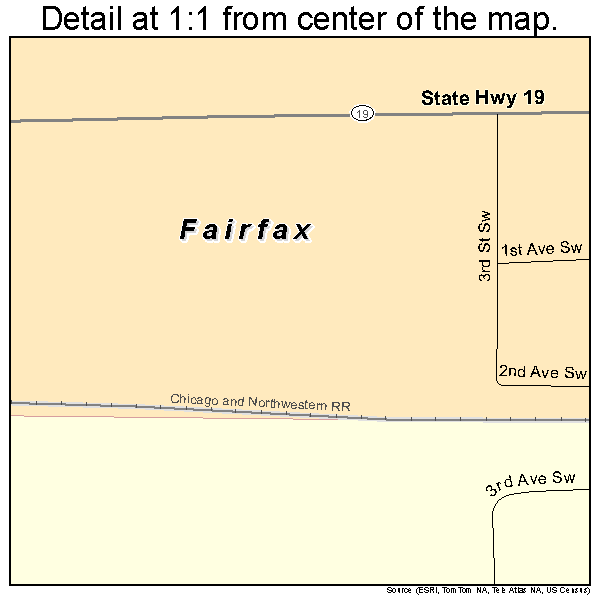 Fairfax, Minnesota road map detail