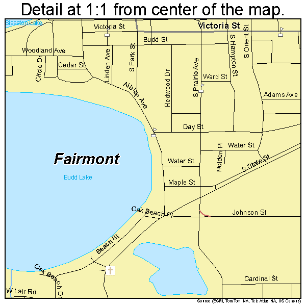 Fairmont, Minnesota road map detail