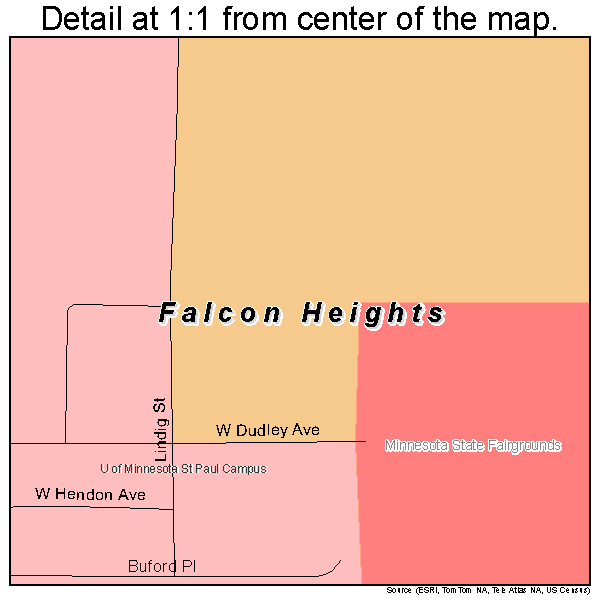 Falcon Heights, Minnesota road map detail