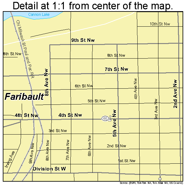 Faribault, Minnesota road map detail