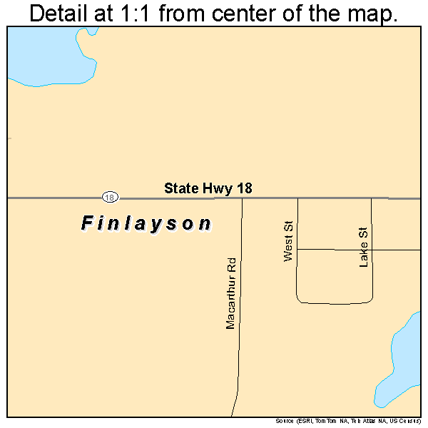 Finlayson, Minnesota road map detail