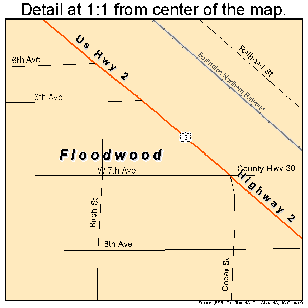 Floodwood, Minnesota road map detail
